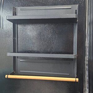 Two Tier Heavy Duty Magnetic Spice Rack with Paper Towel Holder